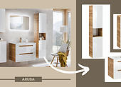 Malá koupelna, kde má vše své místo - Zařizujeme interiér s kolekcí nábytku Aruba