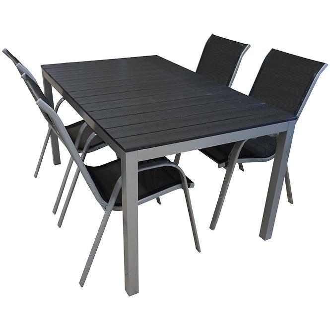 Zahradní souprava stůl POLYWOOD + 4 židle černá