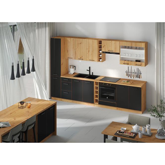 Kuchyňská linka Modena 260 cm černá/dub artisan