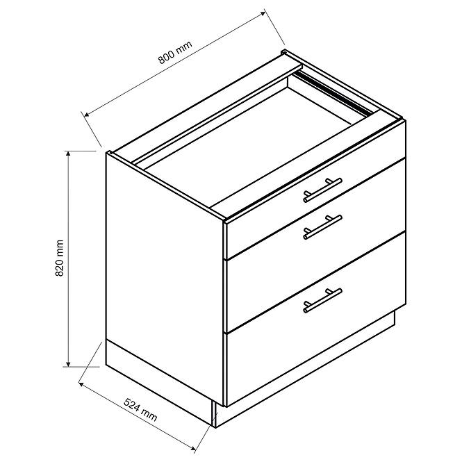Kuchyňská skříňka Livia D80S/3 bílý puntík mat