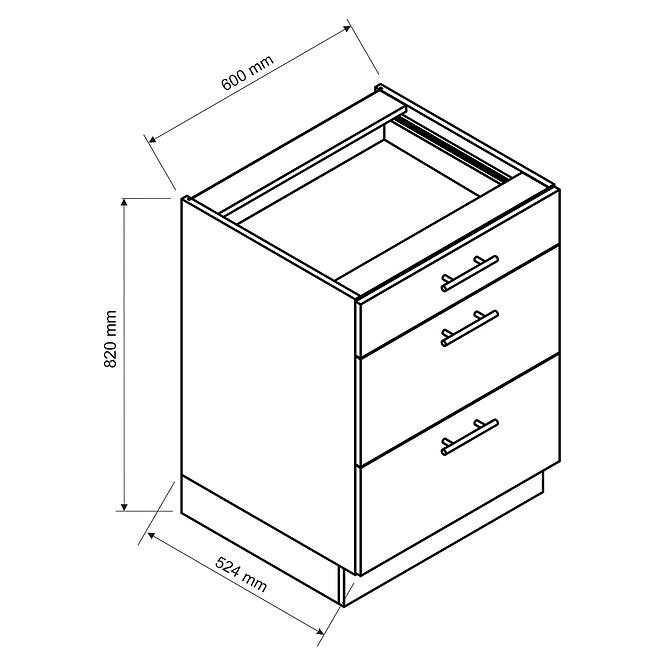Kuchyňská skříňka Livia D60S/3 bílý puntík mat