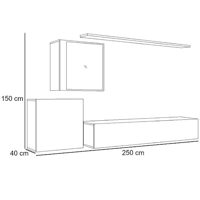 Obývací Stěna Switch XV sklo +LED grafitová/bílá