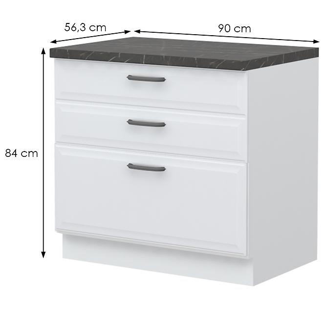 Kuchyňská skříňka Evia r-90-3f/4 3s standard pearl grey matná
