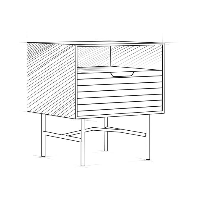 Noční stolek Bassel 2521 45X40X50 přírodní/černá