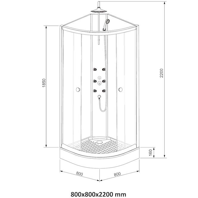 Sprchový box s hydromasáží kora níz.van. 80-4díly