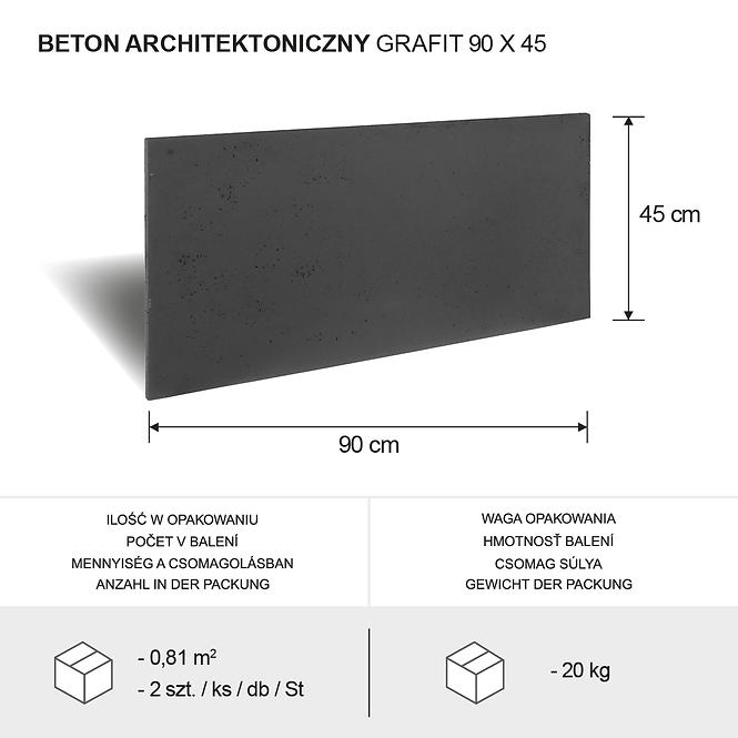 Architektonický beton 90x45x1,5/grafitová