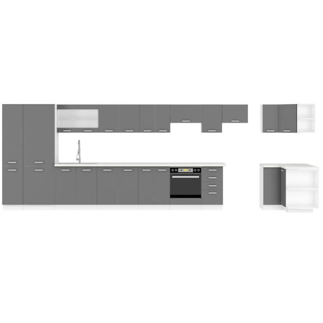 Kuchyňská skříňka Sonia 40D 4S BB šedá lesk/bílá