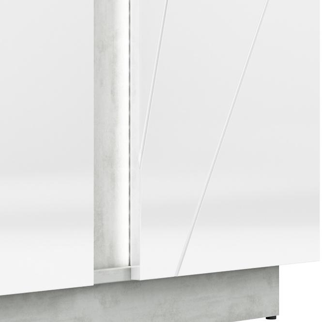 Komoda Lumens 165 cm Bílá Lesk/Beton