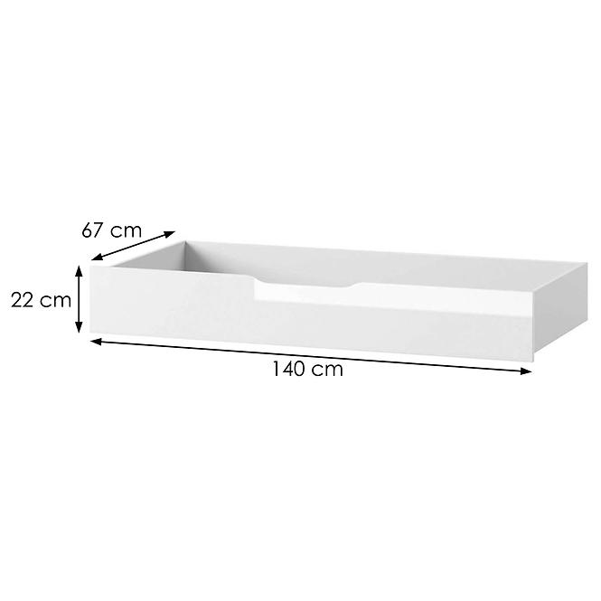 Zásuvka pod postel Selene 160 cm, bílá mat / bílá lesk