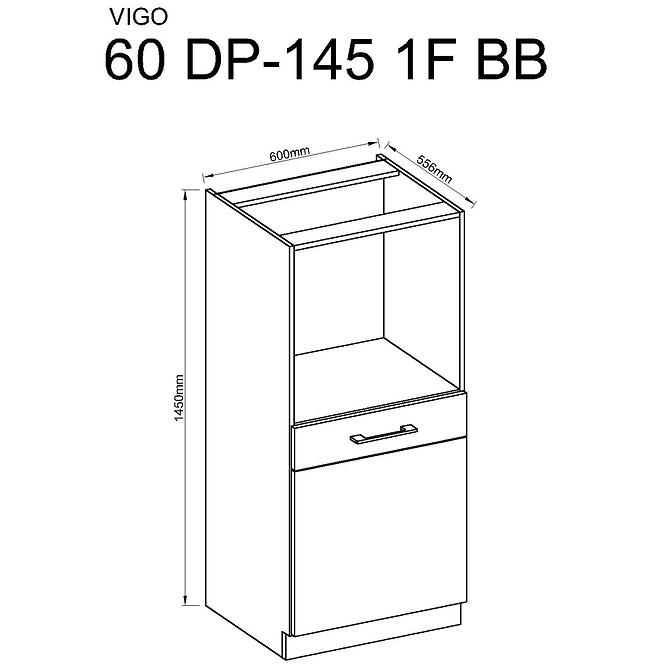 Kuchyňská skříňka Vigo HG 60DP-145 1F BB, bílá/dub lancelot
