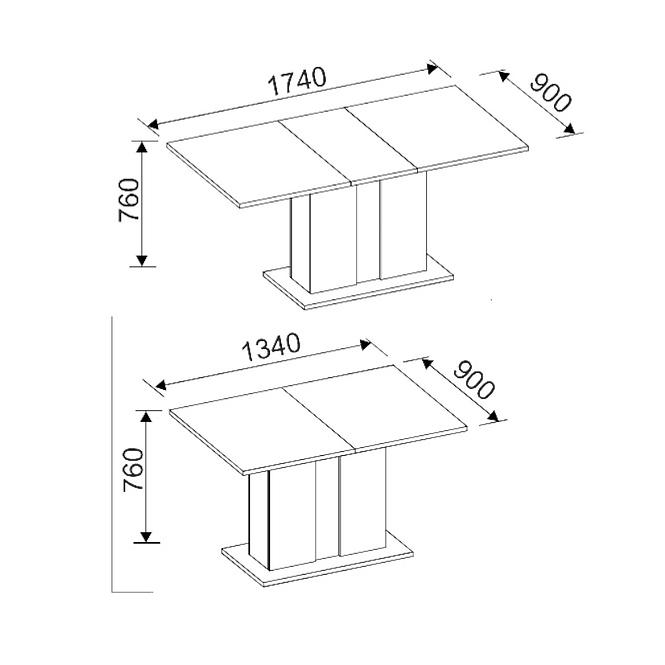 Stůl Grays 134x90+40 Bílý/Betón