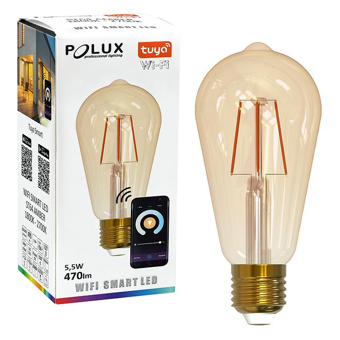 Wi-Fi Smart LED žárovka Polux filament ST64 5,5W E27 1800-2700K