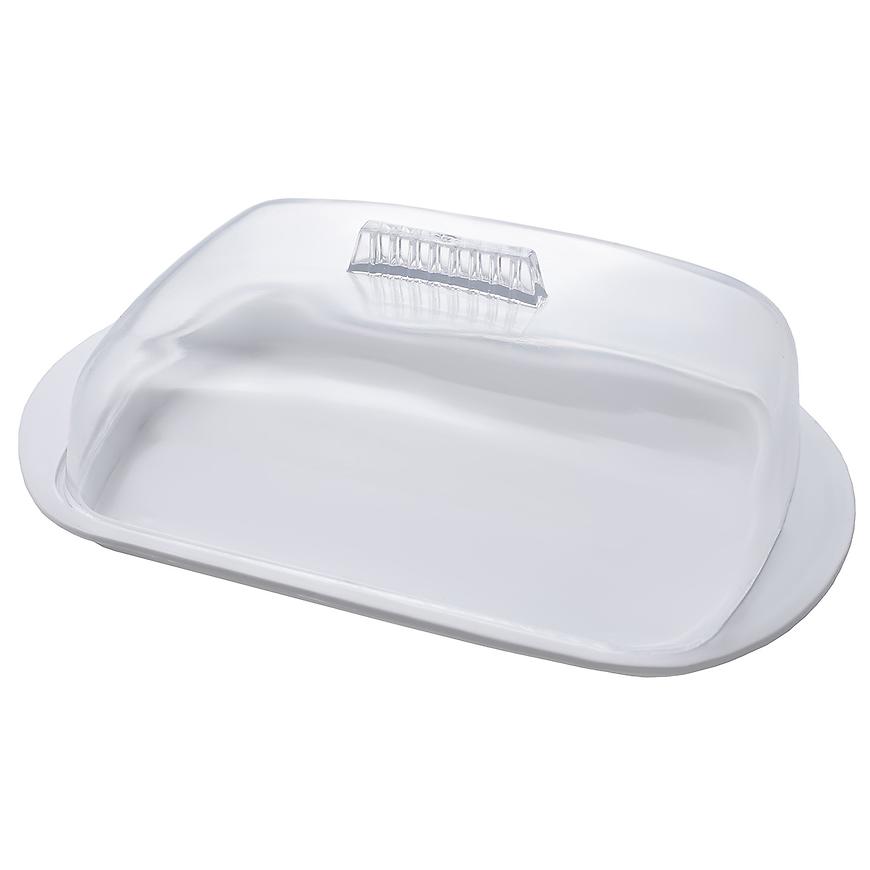 PRACTIC Máslenka s průhledným víkem, ​​17 x 10,5 cm bílá