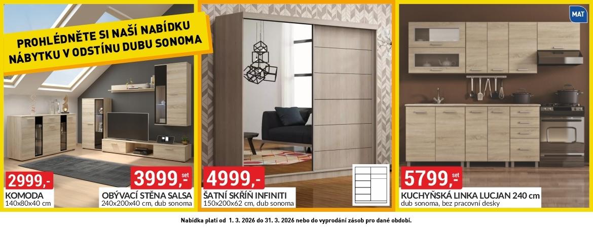 PROHLÉDNĚTE SI NAŠÍ NABÍDKU NÁBYTKU V ODSTÍNU DUBU SONOMA 3.2026