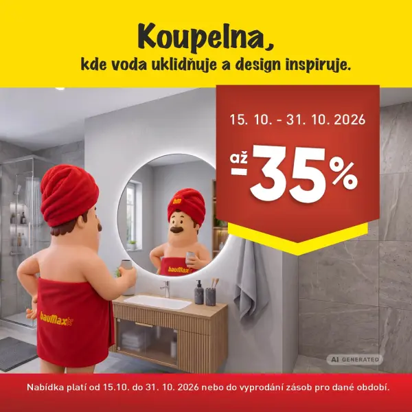 Koupelna, kde voda uklidňuje a design inspiruje. 15.10-31.10.26