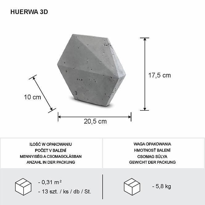 Kámen sádrový Huerwa 3D Šedá bal=0,31m2