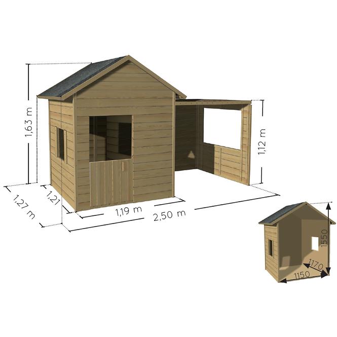 Dřevěný dětský domeček Mimosa 250x127x163 cm