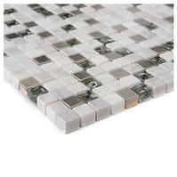 Mozaika glas permutt marmor weiss/edestahl 66261 30x30x0,8