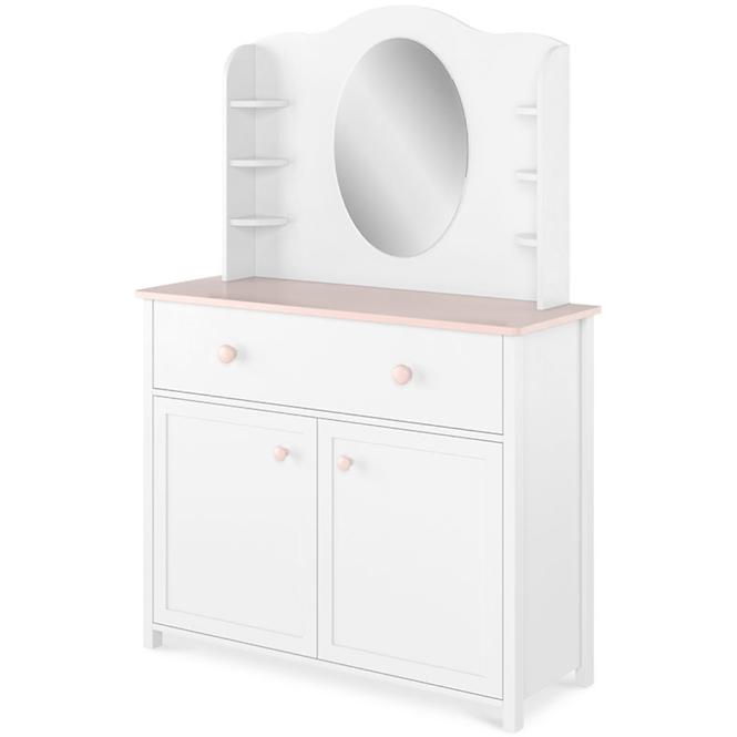 Toaletní stůl Luna 94cm Bílý/Ružová
