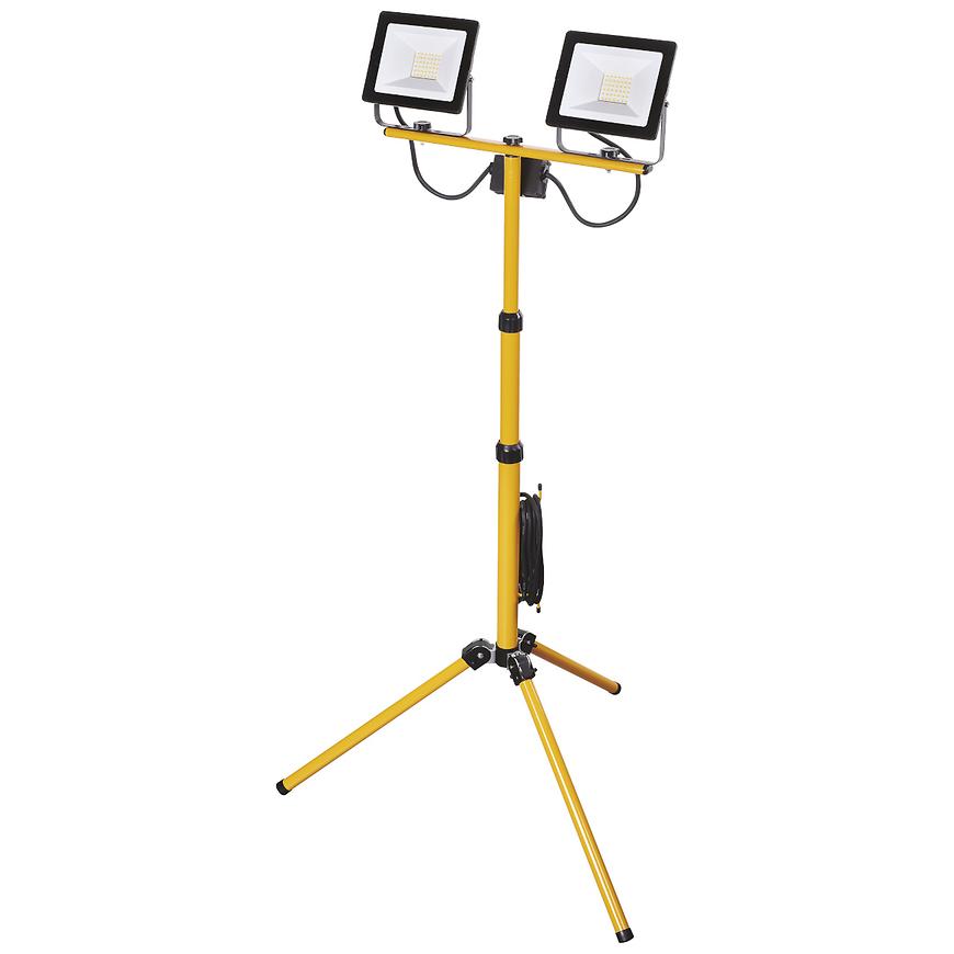 Levně LED reflektor HOBBY SLIM 2x 30W + trojnožka, černý/žlutý, neutrální bílá