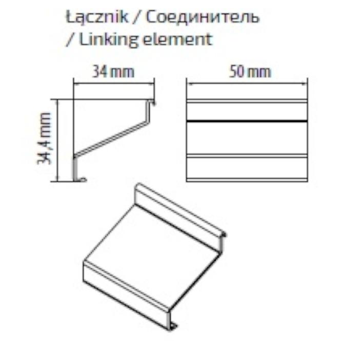 Spojka balkónového okapového profilu 2 ks grafit 50x34x34,4 mm