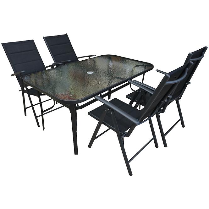 Sada sklenený stůl s otvorem + 4 židle Vigo