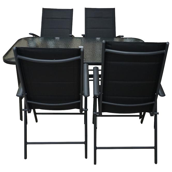 Sada sklenený stůl s otvorem + 4 židle Vigo