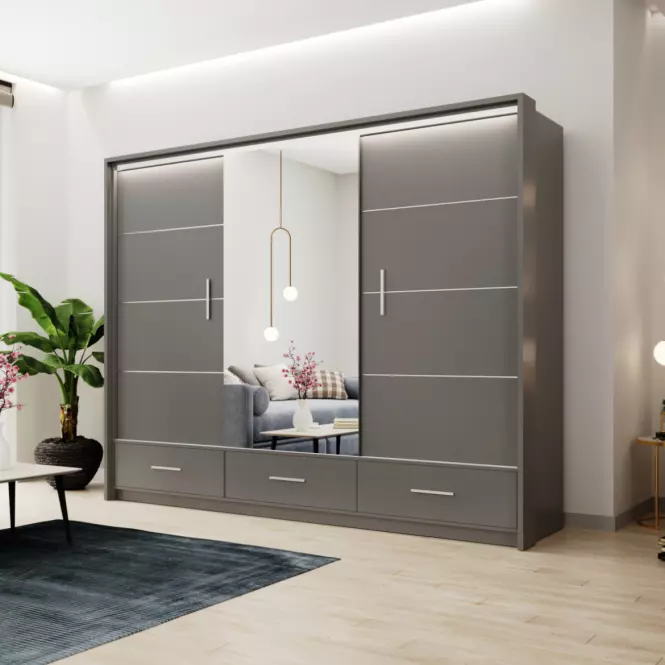 Šatní skříň Marsylia 250cm Grafit,4