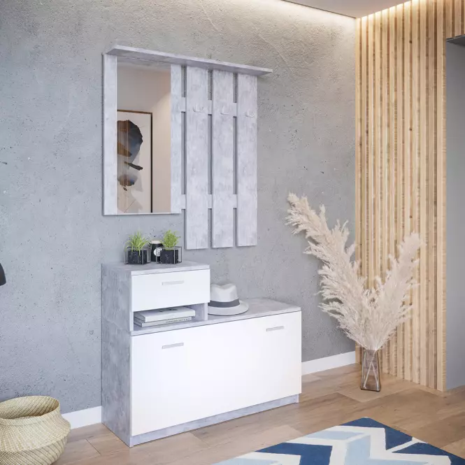 Předsíňová stěna Vegas Bílá/Beton
