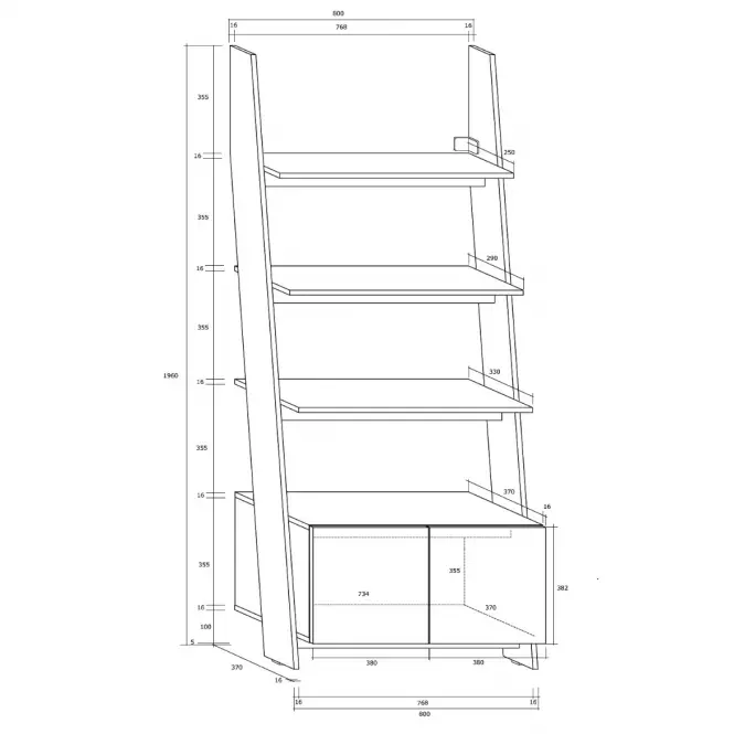 Regál Rack 80cm 1D Bílá/Černá,2