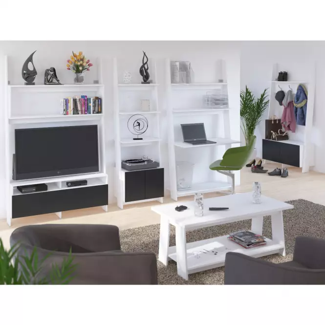 Regál Rack 80cm 1D Bílá/Černá,6