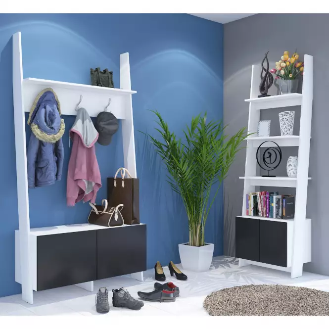 Regál Rack 80cm 1D Bílá/Černá,8
