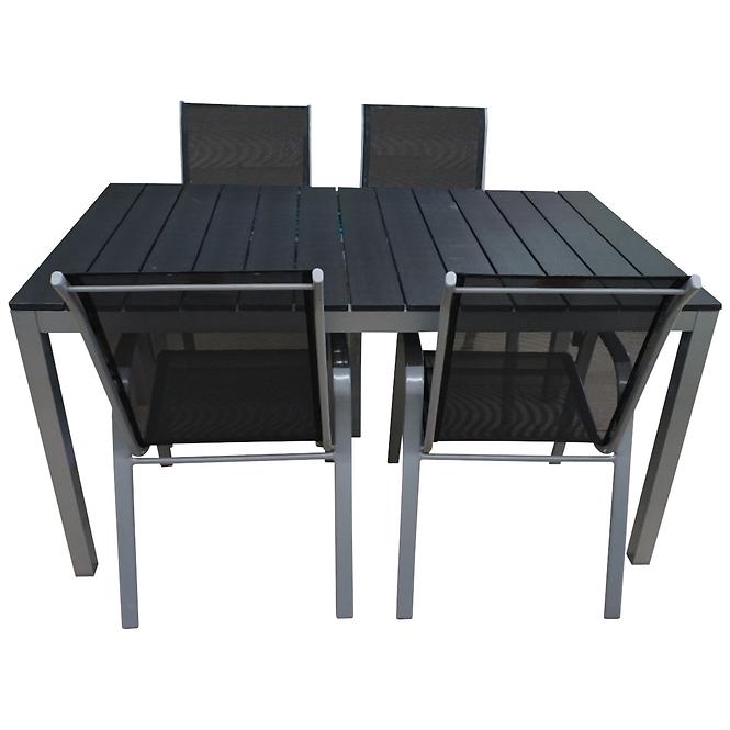 Sada stůl Polywood + 4 židle černá