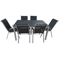 Sada stůl Polywood + 6 židli černá
