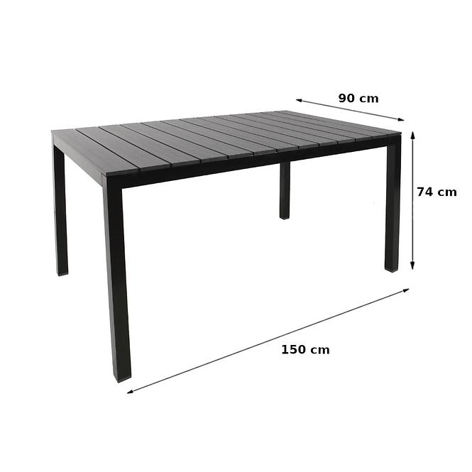 Zahradní souprava stůl POLYWOOD + 6 židli černá