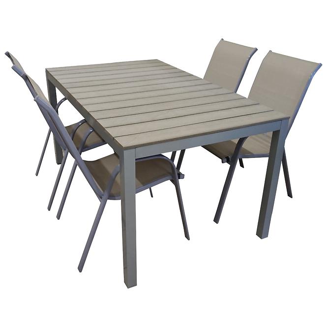 Sada stůl Polywood + 4 židle taupe