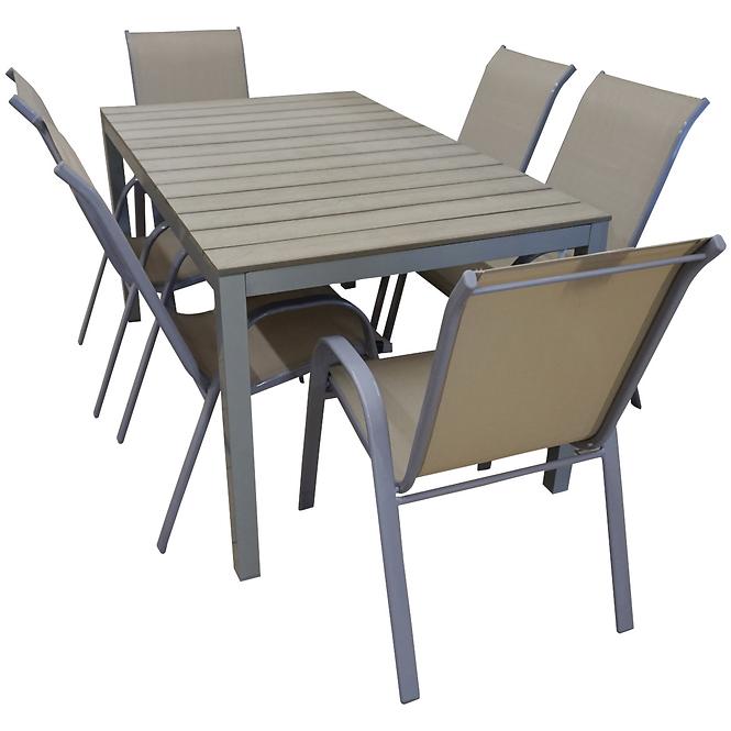 Zahradní souprava stůl POLYWOOD + 6 židli taupe