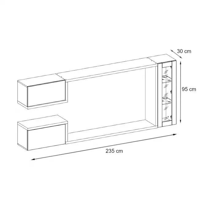 Obývací Stěna Galaxy 235cm Beton/Bílý