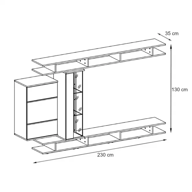 Obývací Stěna Game 230cm Grafit / Bílý Lesk