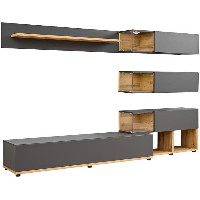 Obývací stěna Silk 240cm antracit/wotan,4