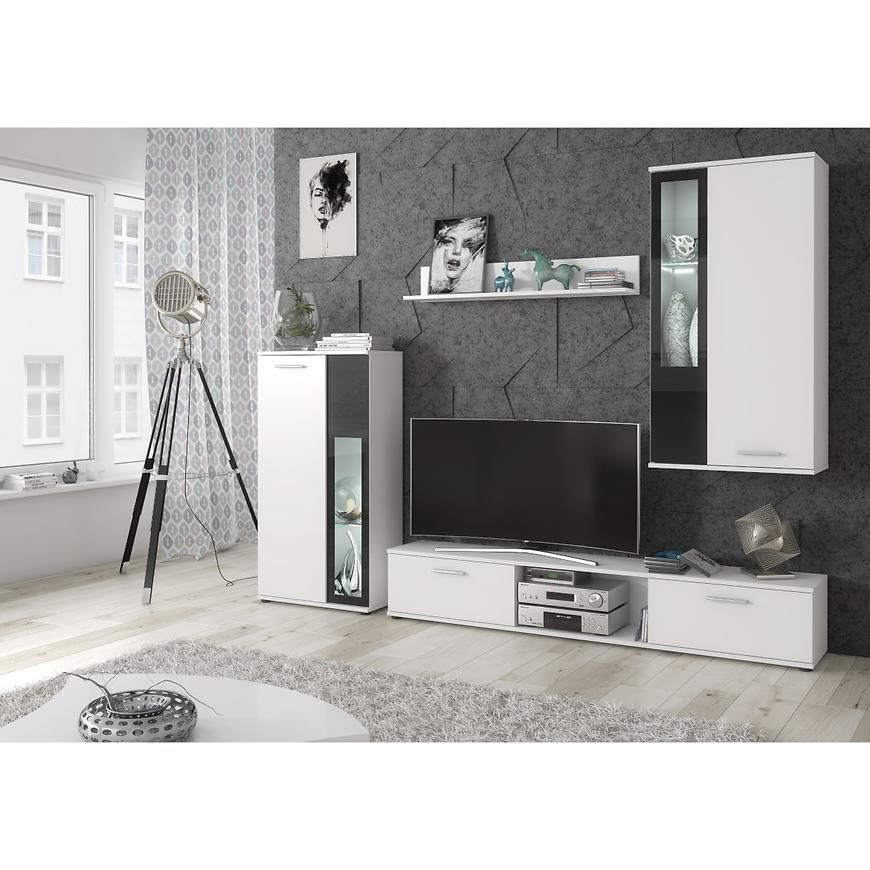 Obývací Stěna Wow 255cm Bílé/Černé Sklo