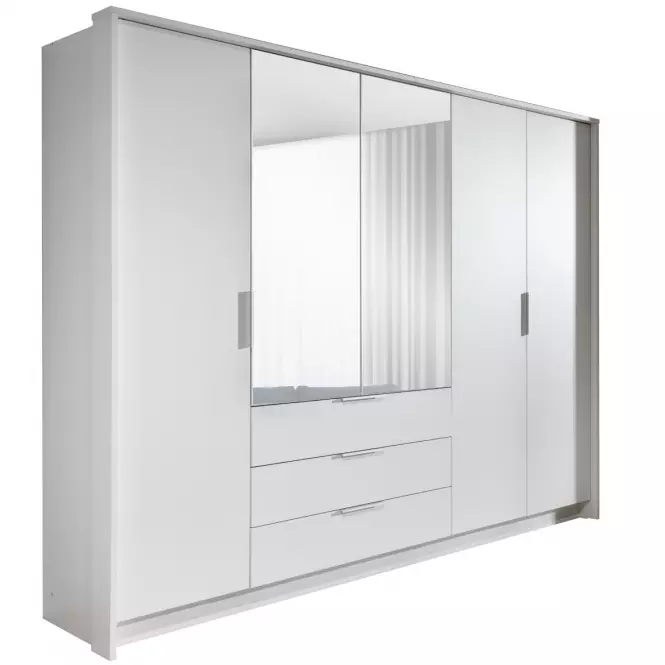 Šatní skříň Togo 255cm Bílý/Zrcadlo,2