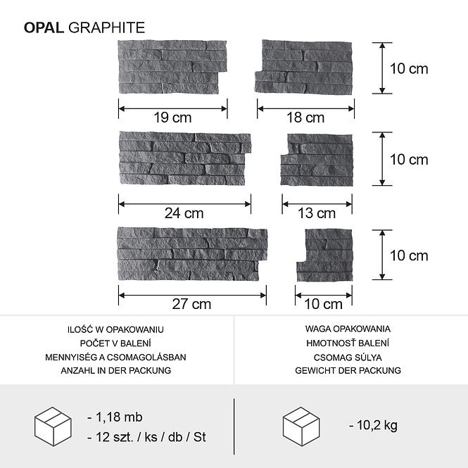 Kámen Opal grafit rohový bal=1,27mb