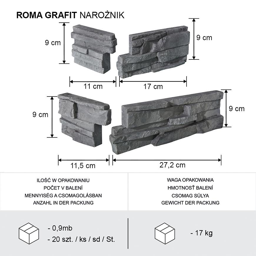 Rohový kámen Roma grafit  bal=0,9mb