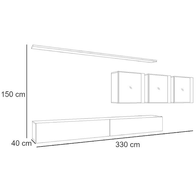 Obývací Stěna Switch XVII sklo + LED bílá