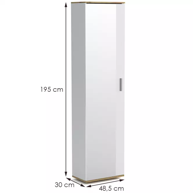 Šatní skříň Se Zrcadlem Justus 06 White/Oak Artisan,2