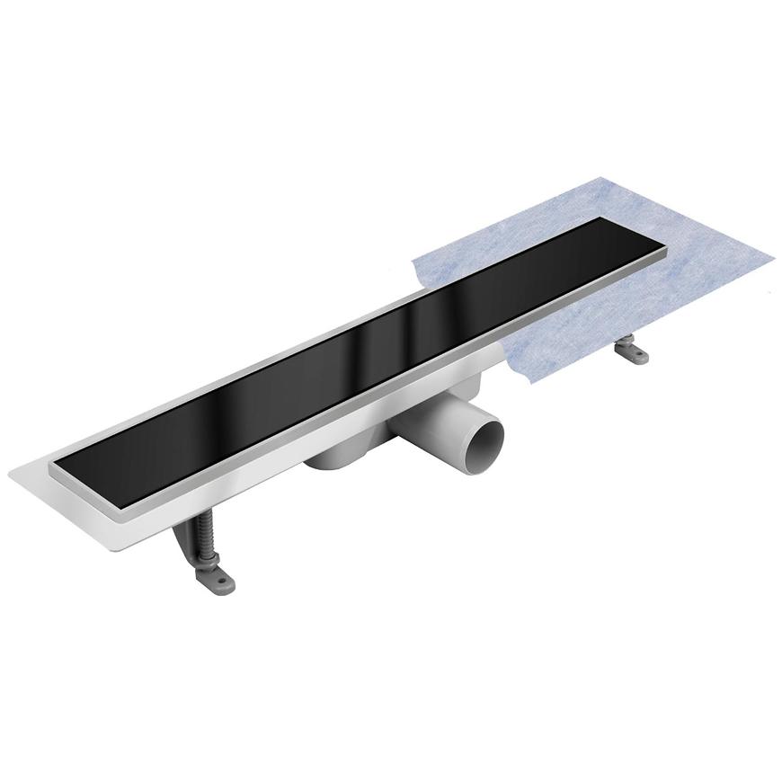 Sprchový žlab liniový Inox cèrné sklo 500