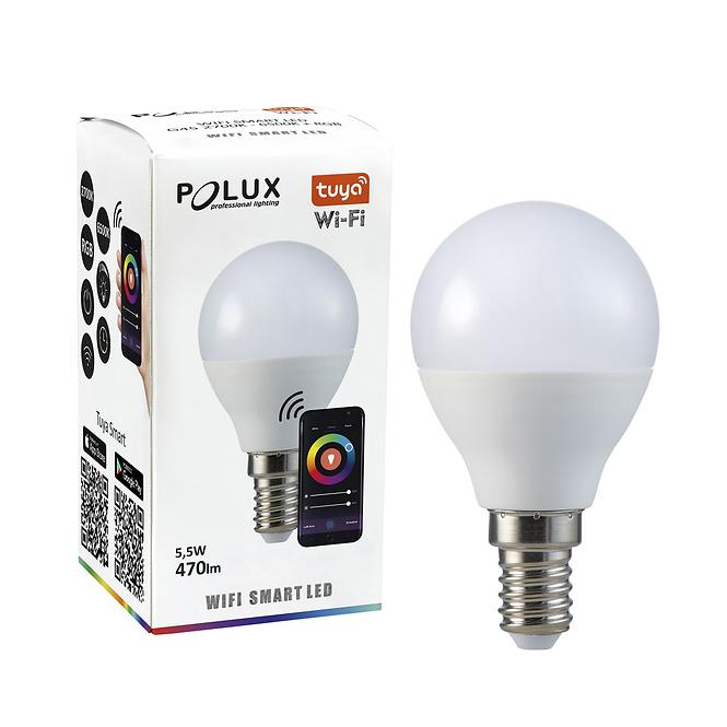Wi-Fi Smart LED žárovka Polux G45 5W E14 2700-6500K,3