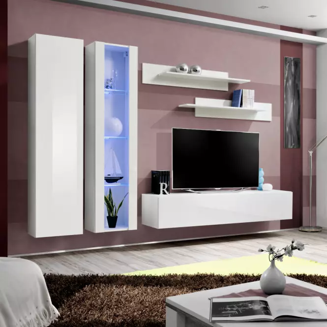 Vitrína Fly 41+sklo bílá +LED