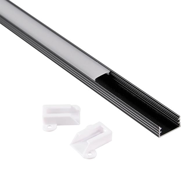 Hliníkový profil pro LED pásky, délka 1 m, barva: černá